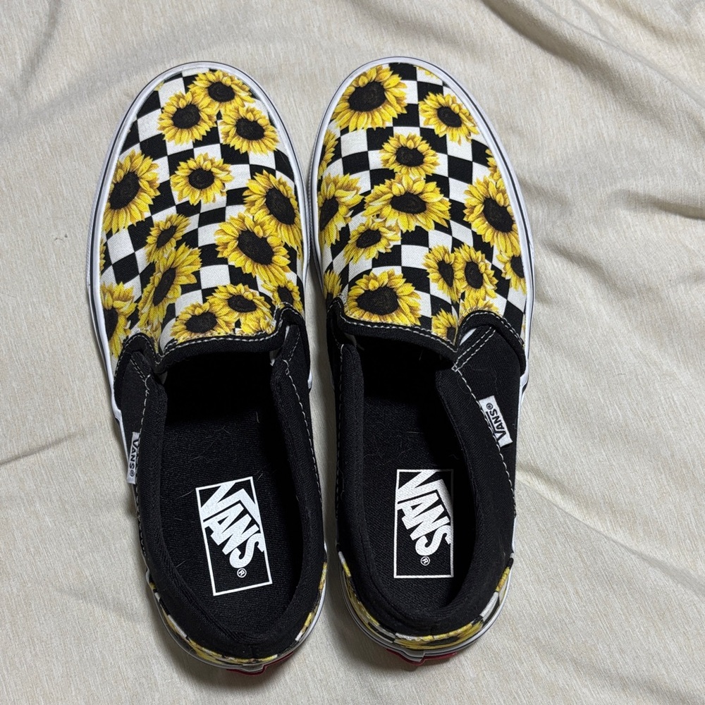 Vans Sunflower Checkered Slip-On Sneakers - Women’s Size 9